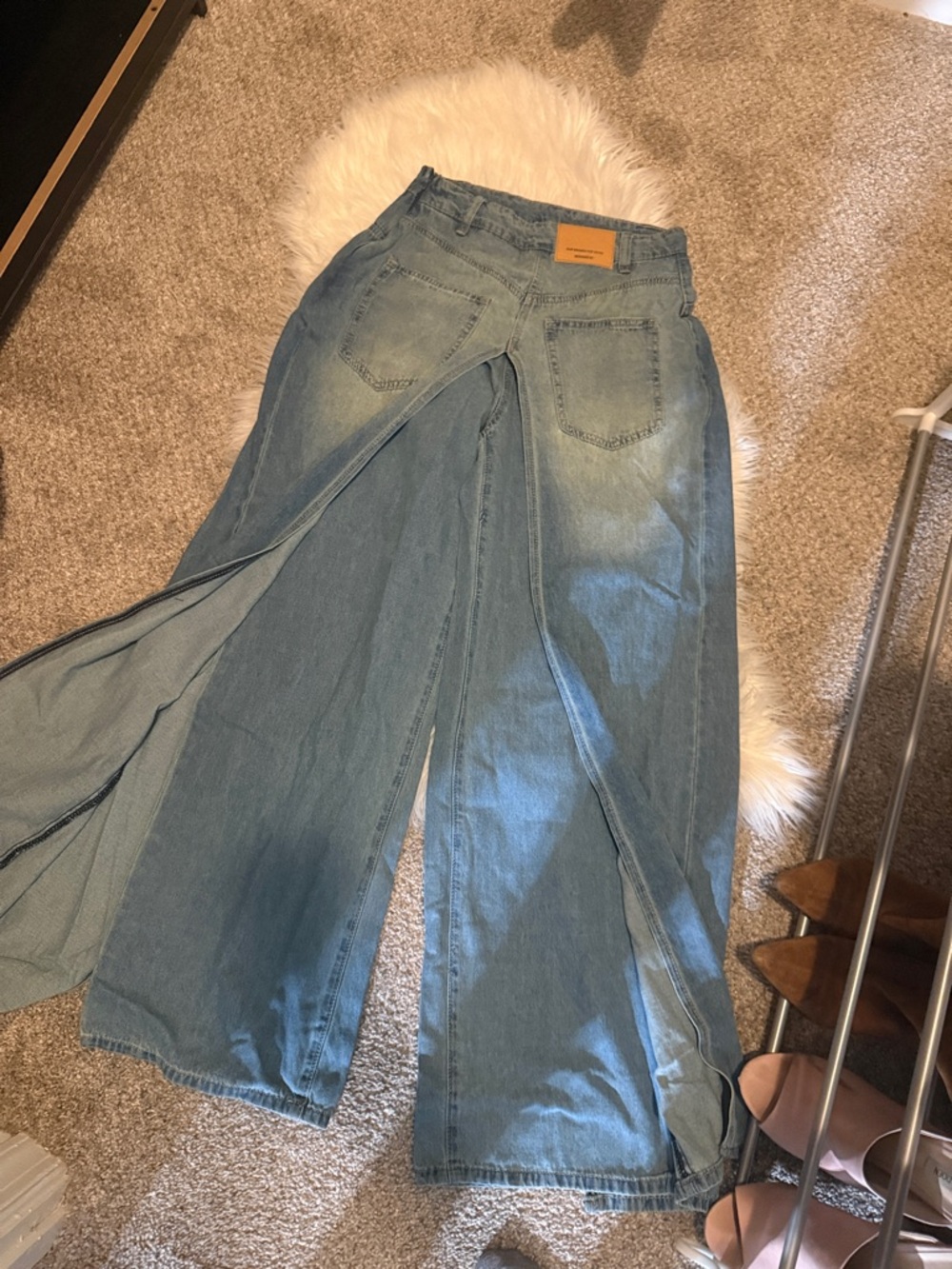 STYLEWE Light Blue Wide-Leg Split Hem Jeans